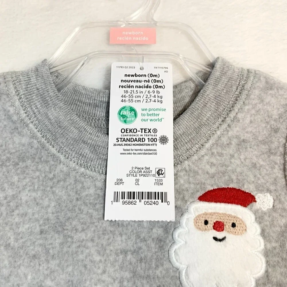 5/$25 NEW Carter's Newborn Santa Fleece Sweatshirt Buffalo Plaid Pants Set‎